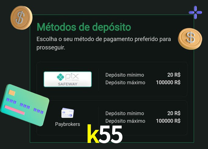O cassino k55 oferece uma grande variedade de métodos de pagamento